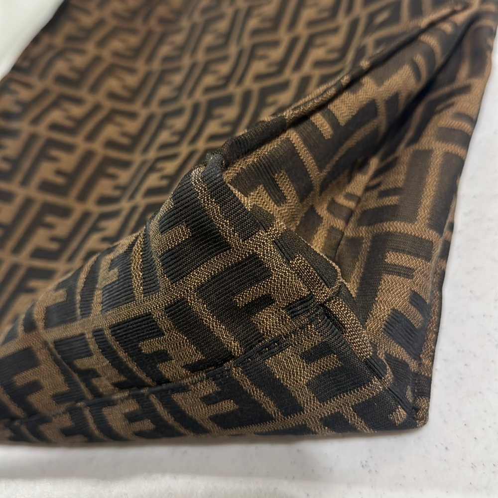 FENDI Zucca Tote FF Monogram Brown Vertical Canvas Satchel Bag Authentic - Picture 6 of 16
